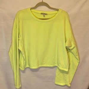 Express Chartreuse Long-Sleeve Cropped Sweater - US Size L
